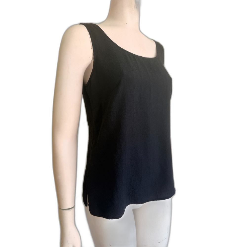 CITRON Santa Monica Tank Top Black 100% Silk Asian Art to Wear Size S